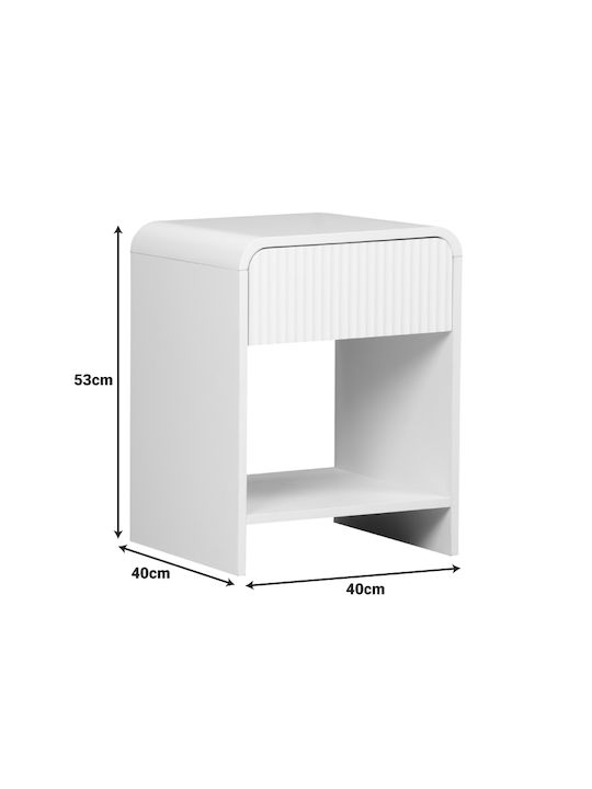 Bedside Table Zeplen Wooden White 40x40x53cm