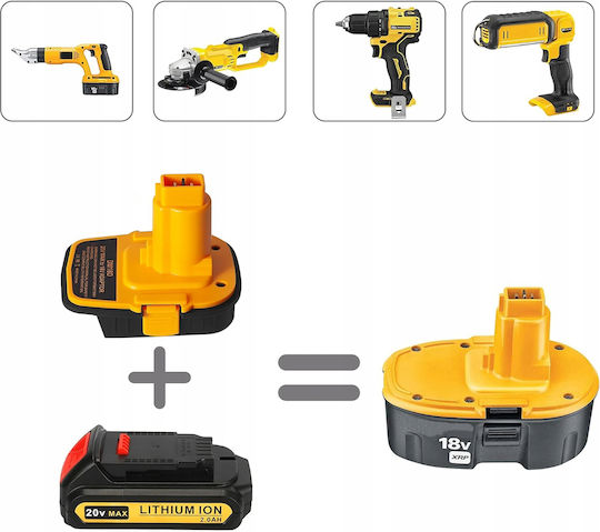 Dewalt Dcb201 Адаптер Dewalt Milwaukee 18v Батерии Dm18d Жълто-черен