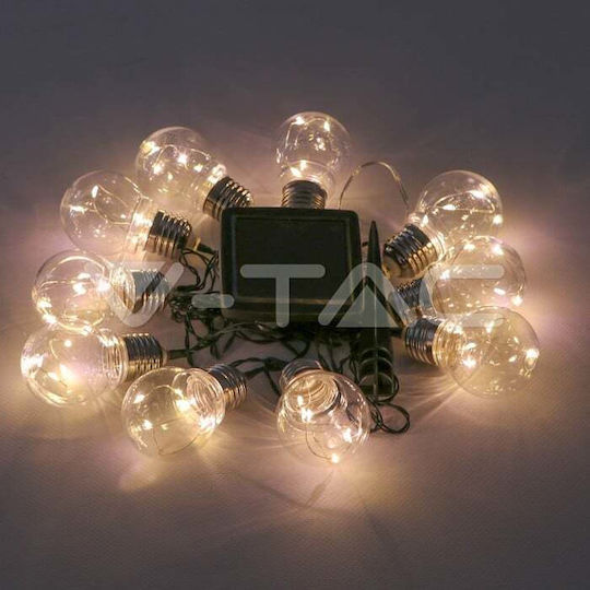 V-TAC Hanging Solar Light Garland 1W 100lm Warm White 3000K with Photocell IP54