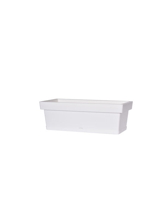 Viomes Blumenkasten Kunststoff White mit Untersetzer 38x18x17cm.