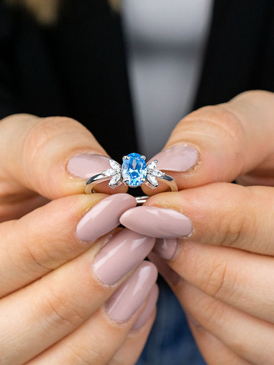 Kiriakos Gofas Damen Ring mit Steinen aus Weißgold 14K