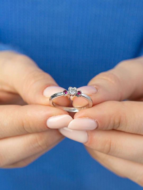 Kiriakos Gofas Damen Ring mit Steinen aus Weißgold 14K