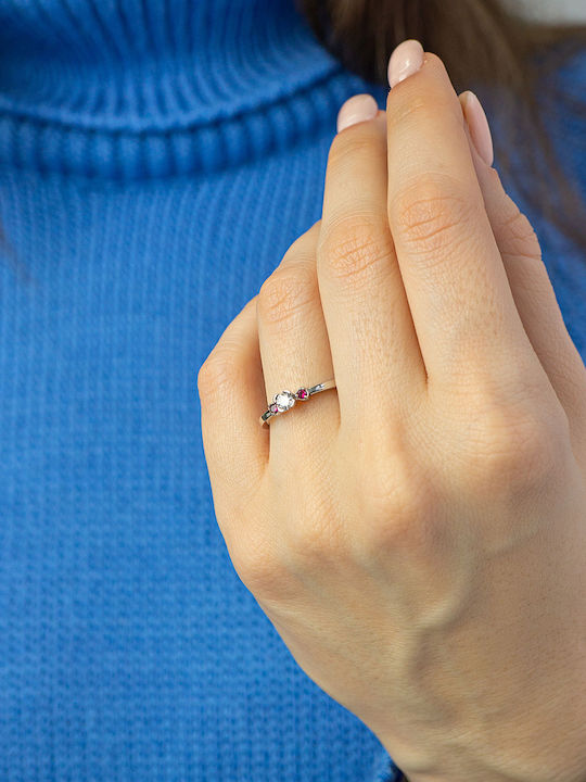 Kiriakos Gofas Damen Ring mit Steinen aus Weißgold 14K
