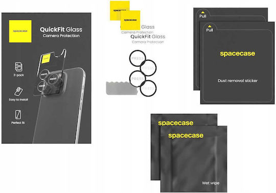 Spacecase Quickfit 2pcs Προστασία Κάμερας Tempered Glass Μαύρο για το iPhone 12, iPhone 12 mini, iPhone 11