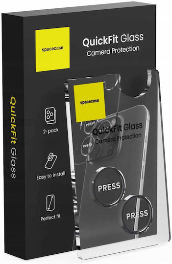 Spacecase Quickfit 2pcs Protecție Cameră Tempered Glass Black pentru iPhone 15, iPhone 15 Plus