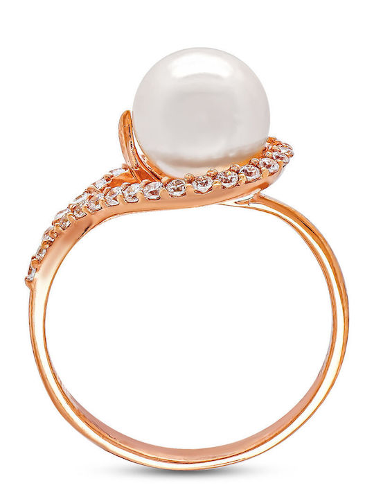 Kiriakos Gofas Damen Ring mit Perlen aus Roségold 14K
