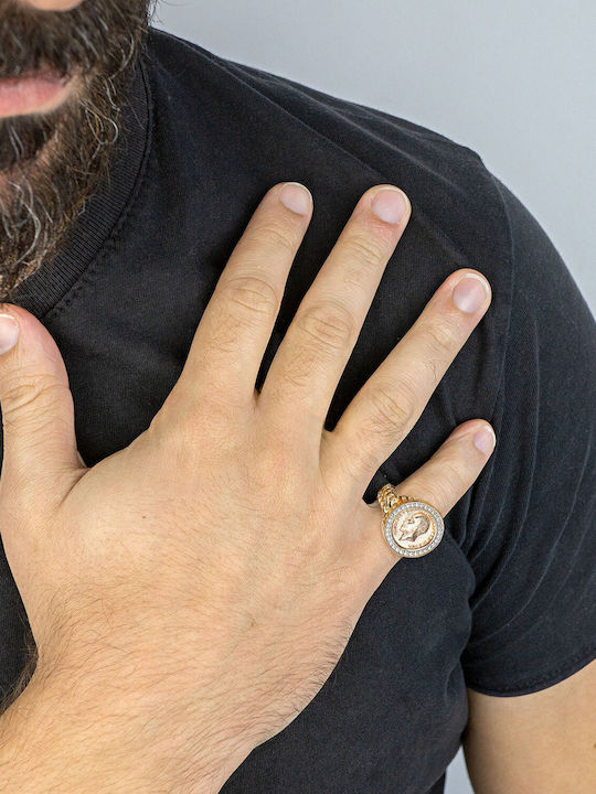 Kiriakos Gofas Ring with Stones made of Gold 14K