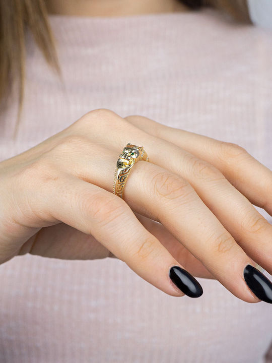 Kiriakos Gofas Ring with Stones made of Gold 14K