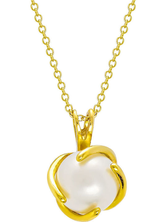 Kiriakos Gofas Set with Necklace & Earrings from Gold 14K with Stones and Pearls