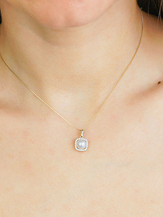 Kiriakos Gofas Set with Necklace & Ring from Gold 14K with Stones and Pearls