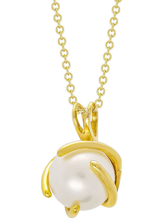Kiriakos Gofas Set with Necklace & Earrings from Gold 14K with Stones and Pearls