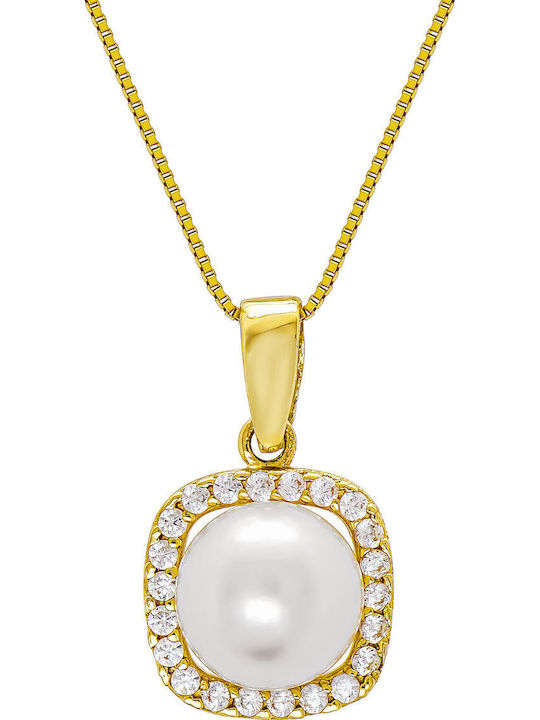 Kiriakos Gofas Set with Necklace & Ring from Gold 14K with Stones and Pearls