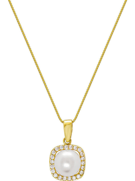 Kiriakos Gofas Set with Necklace & Ring from Gold 14K with Stones and Pearls