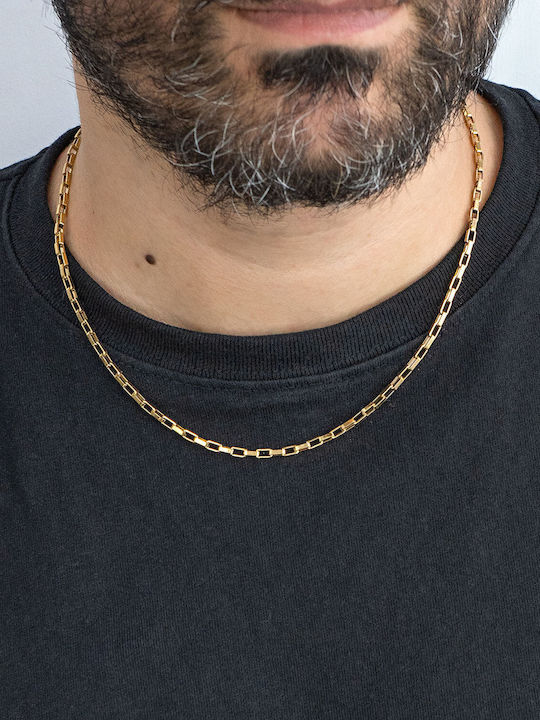 Kiriakos Gofas Chain Neck made of Steel Gold-plated Thin Thickness 3mm