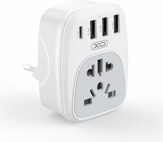 XO WL26 Адаптер за контакт от Universal в Universal с 3 USB порта