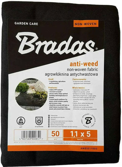 Bradas AWB5011005 Ύφασμα Εδαφοκάλυψης 50gr/m² 1.1x5m Μαύρο