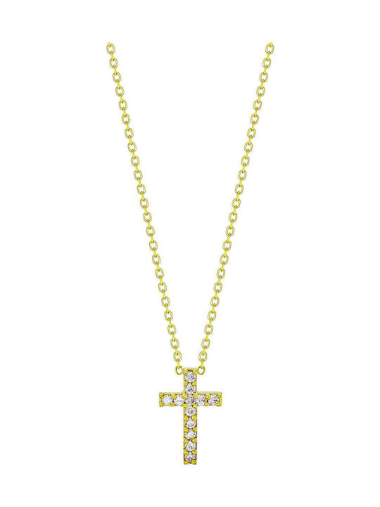 Kiriakos Gofas Damen Gold Kreuz 9K mit Kette