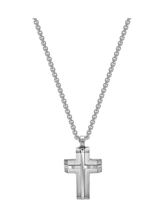 Kiriakos Gofas Herren Kreuz aus Stahl mit Kette
