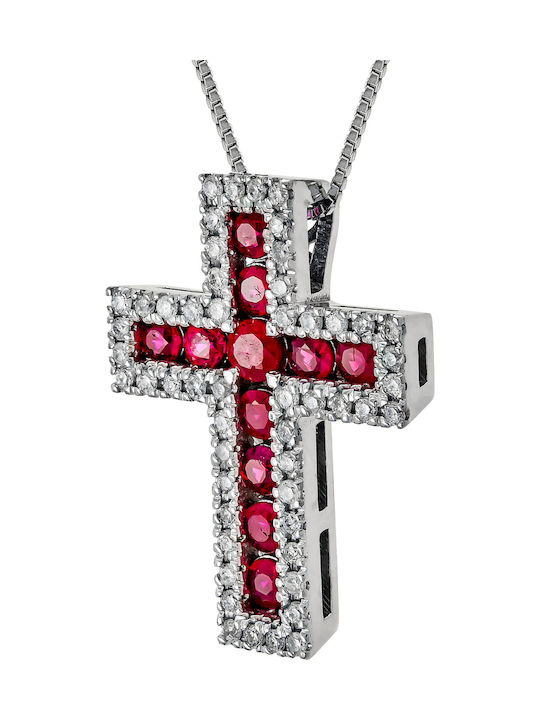 Kiriakos Gofas Women's White Gold Cross 18K with Chain