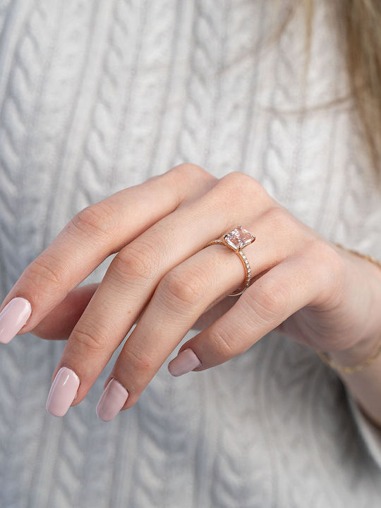 Kiriakos Gofas Single Stone from Rose Gold 18K with Diamond