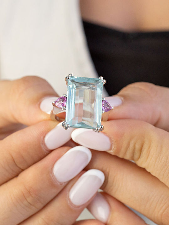 Kiriakos Gofas Damen Ring mit Steinen aus Weißgold 18K