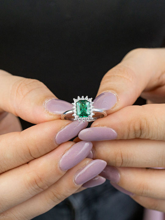 Kiriakos Gofas Ring with Stones made of White gold 14K