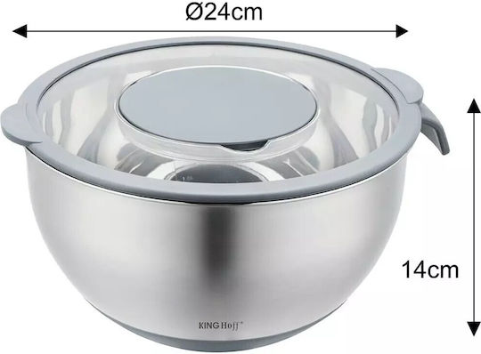 KING Hoff Stainless Steel Mixing Bowl Capacity 5lt with Diameter 24cm and Height 14cm.