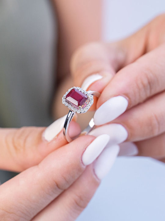 Kiriakos Gofas Ring with Diamond made of White gold 18K