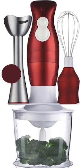 Blender De Mână Cu Tijă Din Inox 200W Roșu