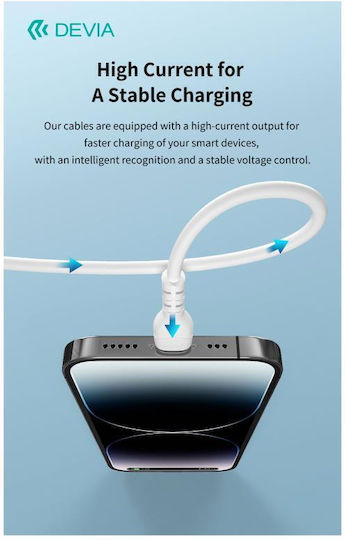Devia USB 2.0 Cable USB-C male - USB-C 60W Λευκό 1m