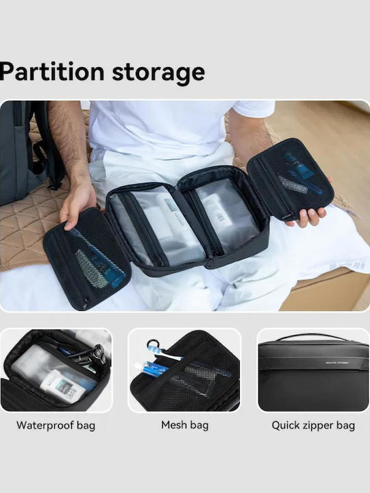 Toiletry Bag Mark Ryden Waterproof Material 4 Compartments Hanging Hook Unisex 3.9 L 26x17x9 Cm Black