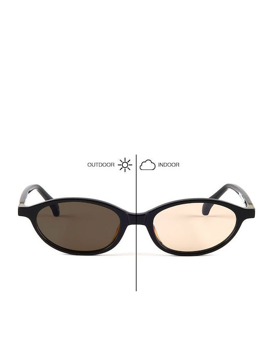 Oscar & Frank Sammy Damen Sonnenbrillen mit Horn umrandetem Rahmen Gloss Schwarz Cola / Photochromatisch