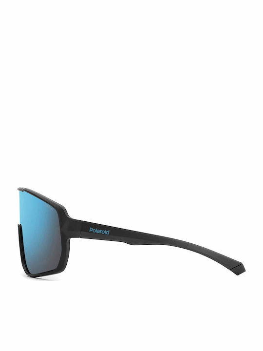 Polaroid Men's Sunglasses with Black Horn-Rimmed Frame and Blue Mirror Lens PLD7060/S 003/5X