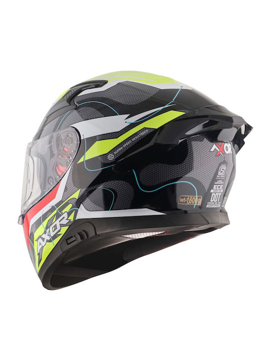 Axor Apex Turbine Black/Yellow Motorcycle Helmet Full Face ECE 22.06 1600gr with Pinlock and Sunvisor