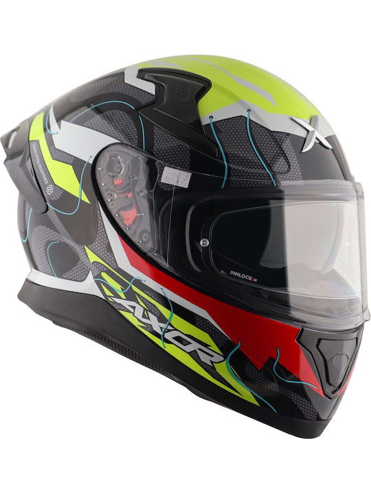 Axor Apex Turbine Black/Yellow Motorcycle Helmet Full Face ECE 22.06 1600gr with Pinlock and Sunvisor