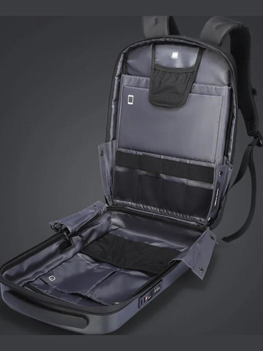 Anti-theft Backpack Mark Ryden Tsa Lock Usb Micro Usb Port Waterproof Compatible 17.3-inch Laptop 12.9-inch Tablet Oxford Material Hard Abs Shell Whistle Black