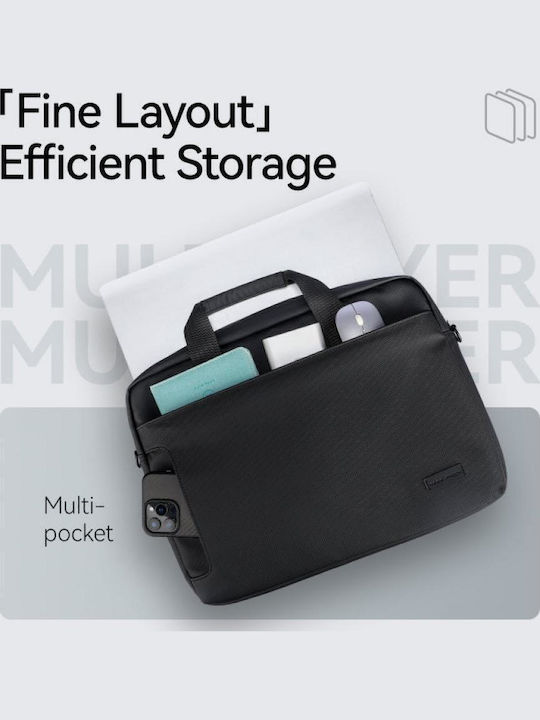 Geantă de umăr tip servietă Mark Ryden material Oxford rezistent la uzură impermeabilă potrivită pentru laptop de 15.6 inci rezistentă la șocuri neagră