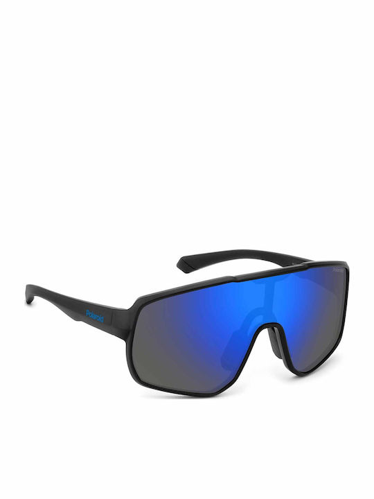 Polaroid Mask Kids Sunglasses with Polarized Mirror Lens Black for 7-11 Years