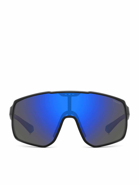 Polaroid Mask Kids Sunglasses with Polarized Mirror Lens Black for 7-11 Years