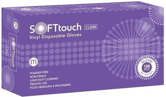 Soft Touch Mănuși Vinil Fără pulbere în Alb Culoare 100buc
