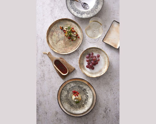 Kutahya Porselen Shallow Plate Green Porcelain Diameter 23cm