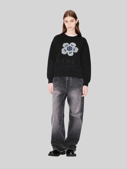 Women's Blouse Cotton Long Sleeve Floral Black