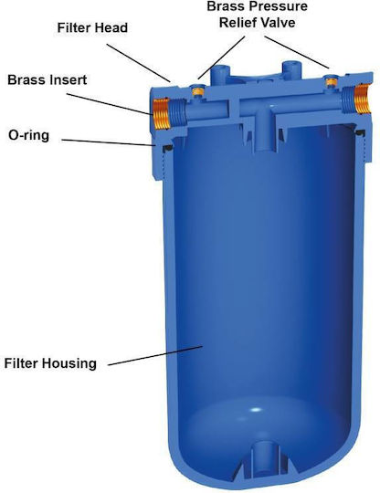 Aqua Filter Συσκευή Φίλτρου Νερού Διπλή Κεντρικής Παροχής Διατομής 1'' BBF214