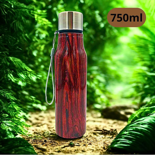 Uncle George Μπουκάλι Θερμός Ανοξείδωτο BPA Free 750ml Εφέ Ξύλου