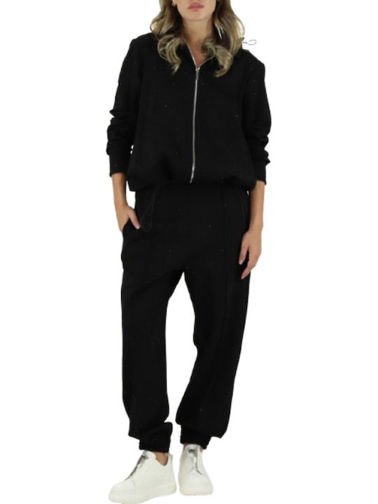 Damen Stoff Hose Nero