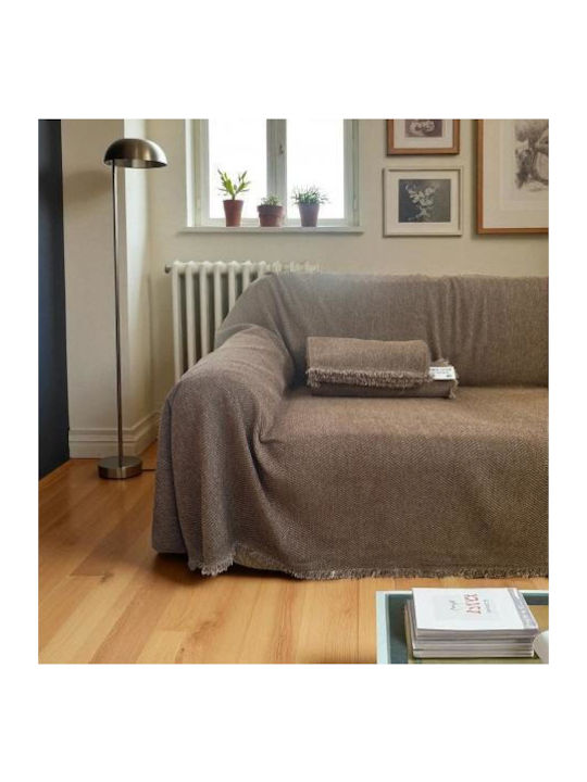 Linea Home Sofa Throw 2 Seater Chenille 180x240cm Mocha