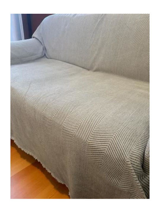 Linea Home Armchair Throw Chenille 180x160cm Ecru / Gray
