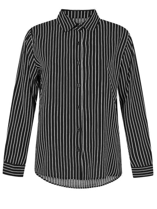 Women's Striped Long Sleeve Shirt Black
