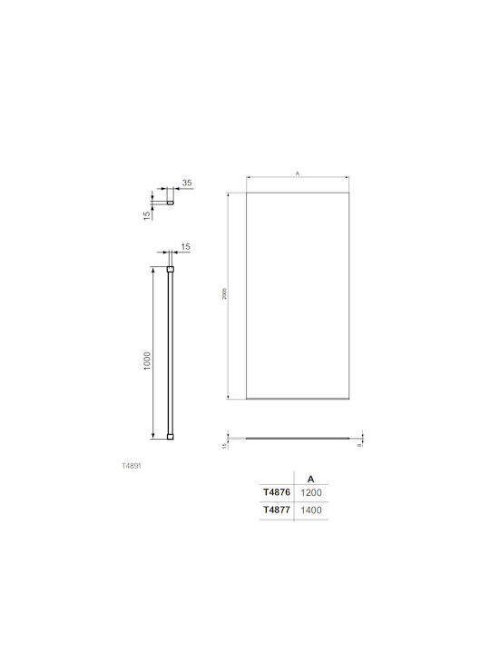 Ideal Standard Fixed Side for Shower 140x200cm Clear Glass