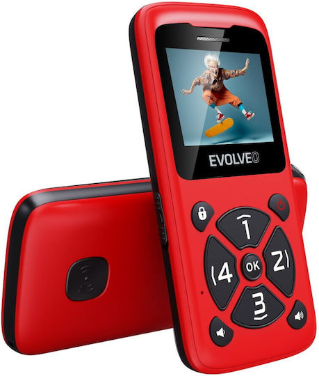 Evolveo EasyPhone ID Einzel-SIM Handy mit Großen Tasten Rot